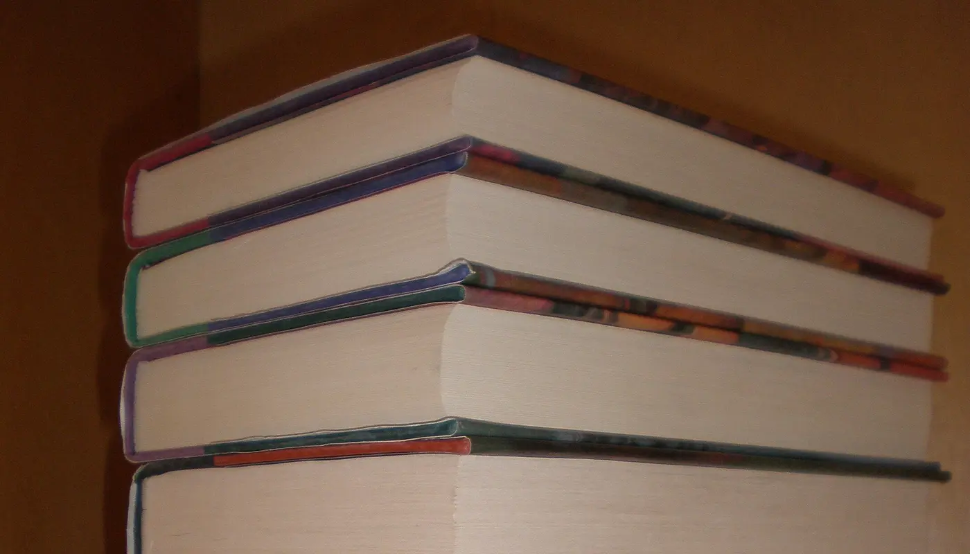 Harry Potter 1st USA ed. complete hardback set stacked diagonal